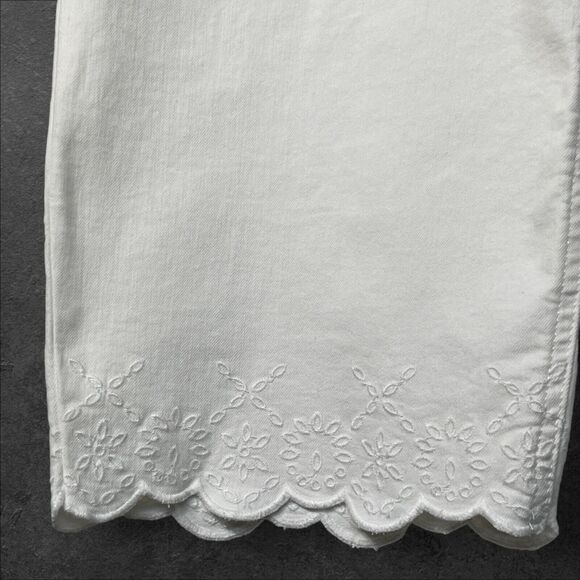 Catherines Crop Jeans Women Size 24W White Pocket Cotton Embroidery - Picture 5 of 14